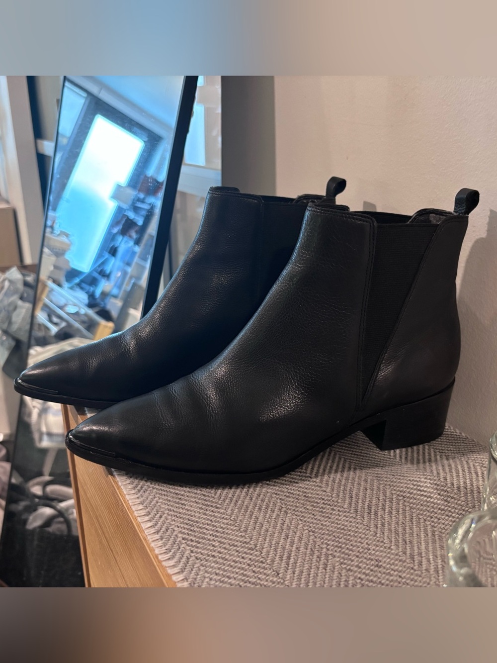Vince Camuto Black Pointed Toe Ankle Booties - Picture 3 of 13